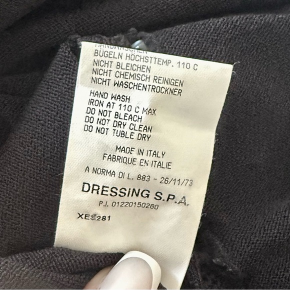 Italian Luxury Designer Roberta Scarpa Rhinestone Trim Black Knit Top Blouse - Picture 9 of 11